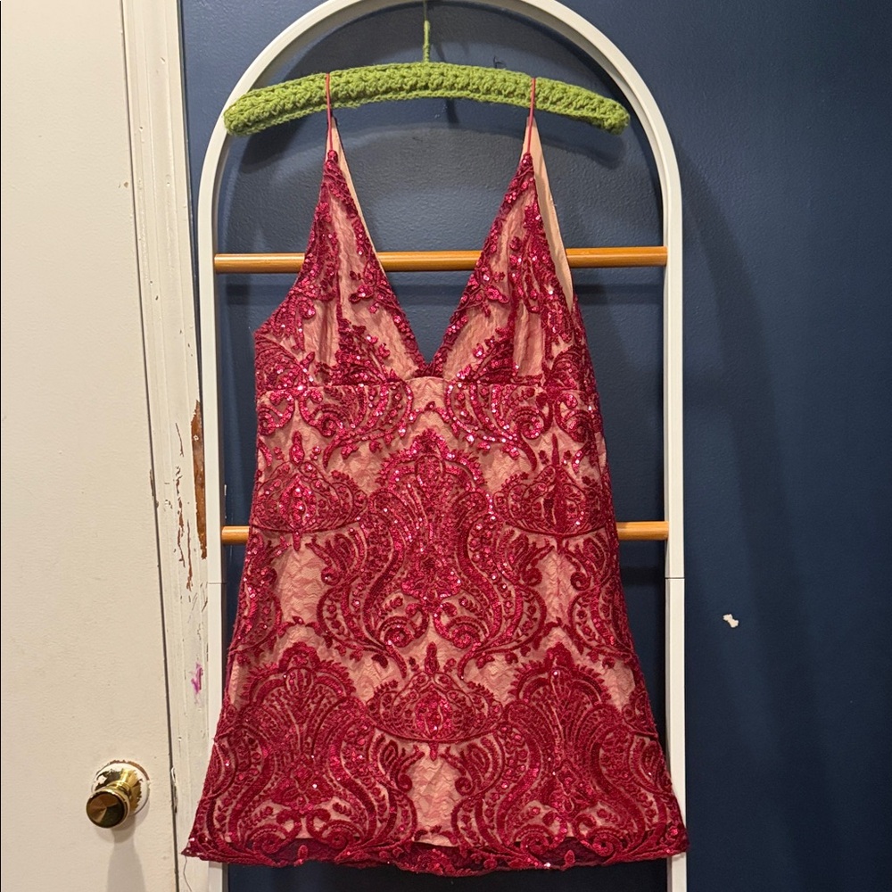 Free People Pink Sequin Mini Dress